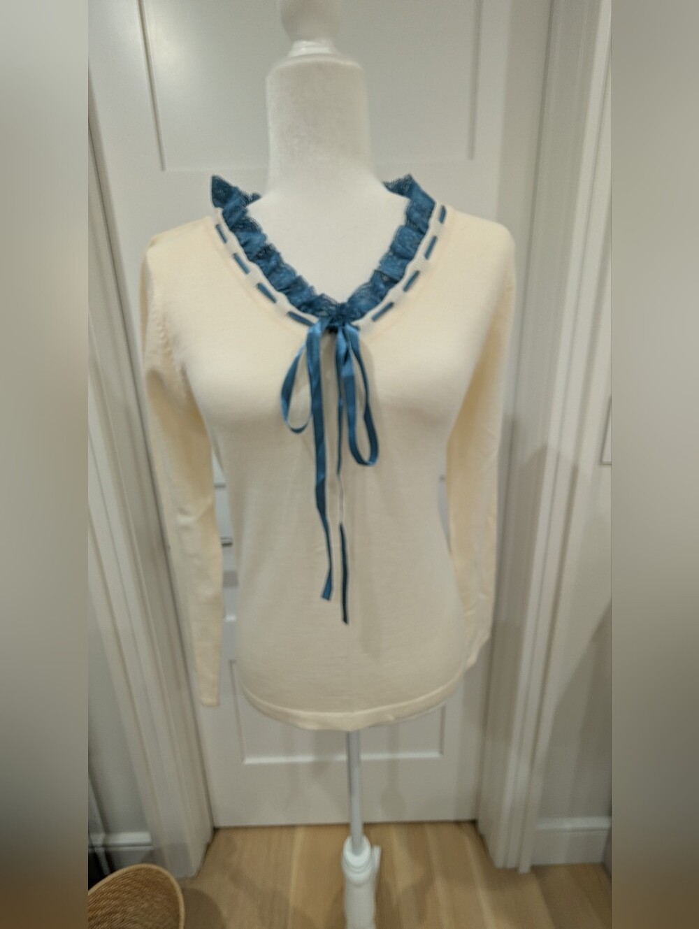Wanko Lace-Trim Camisole in Teal and Cream